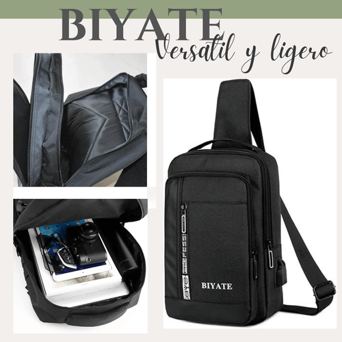 Mochila Biyate® Negra con Puerto USB Integrado