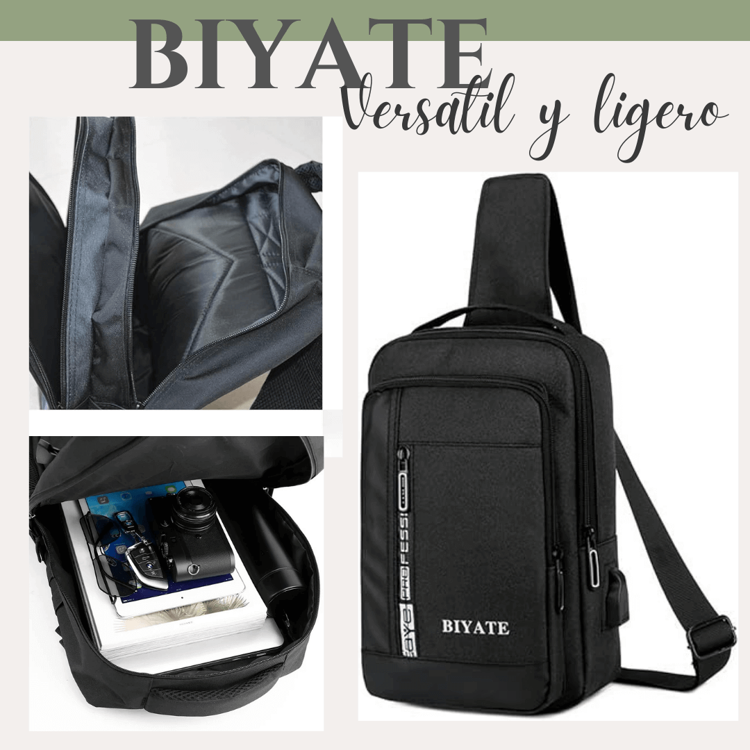 Mochila Biyate® Negra con Puerto USB Integrado