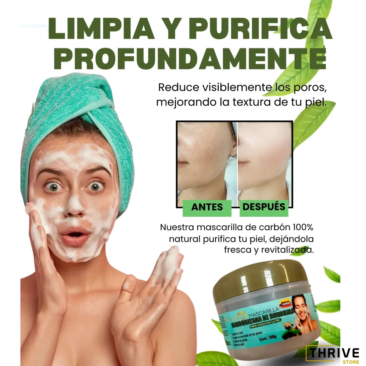 FizzRevive™ - Mascarilla Carbonatada de Burbujas para Oxigenar la Piel