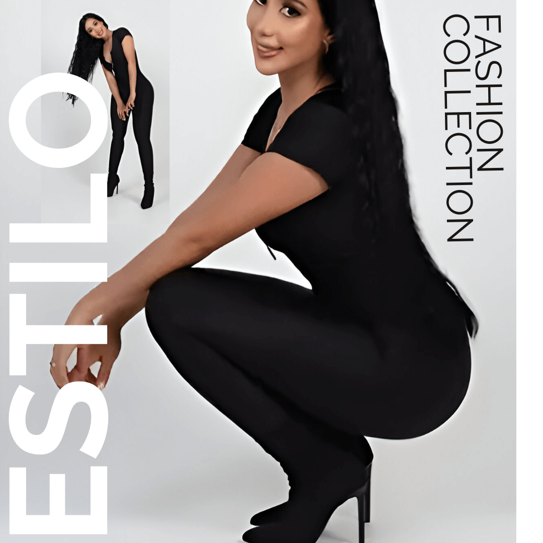 StyleMaster™ Enterizo largo color Negro y manga corta