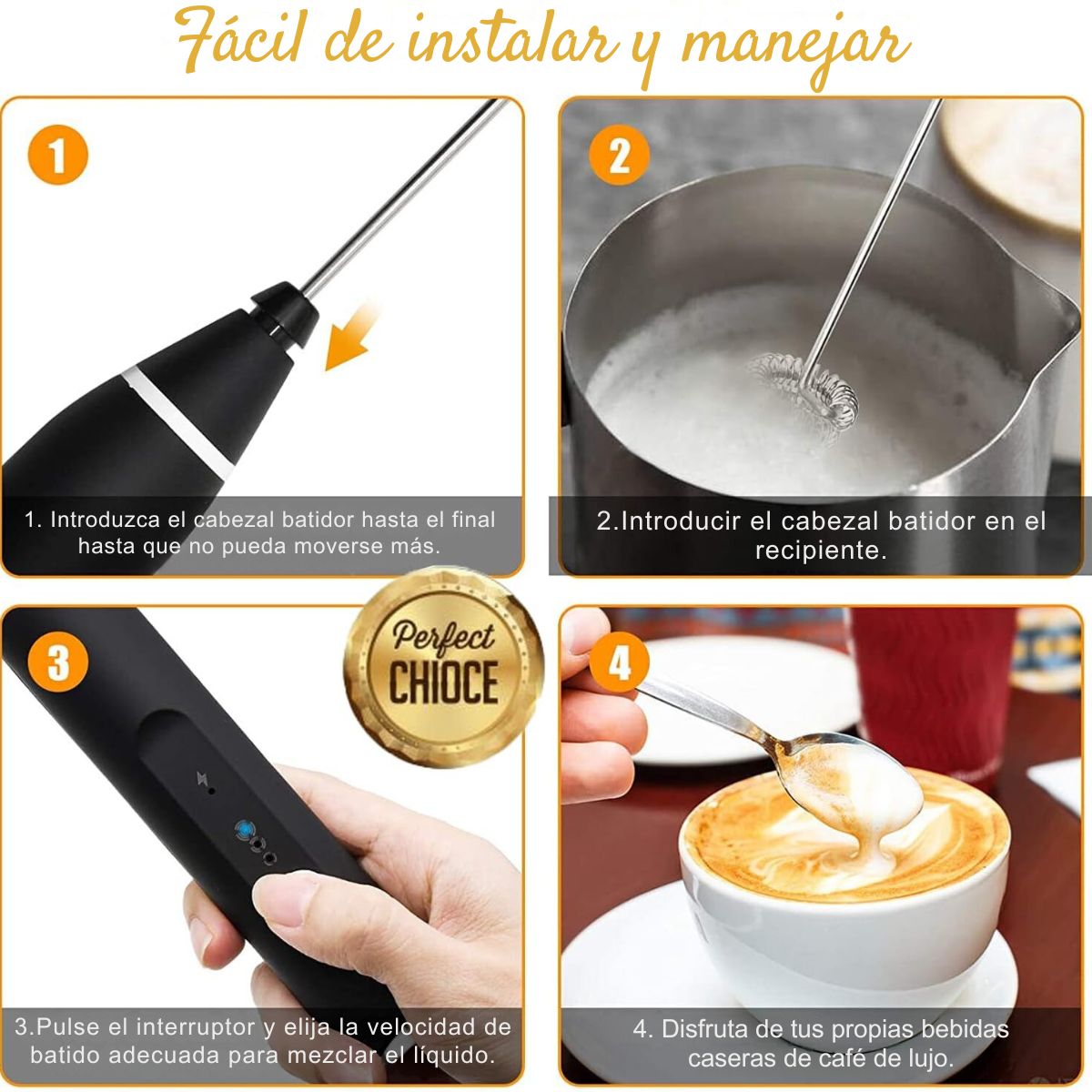 WhiskPro™ - Batidor Eléctrico de Mano Recargable Multifunción