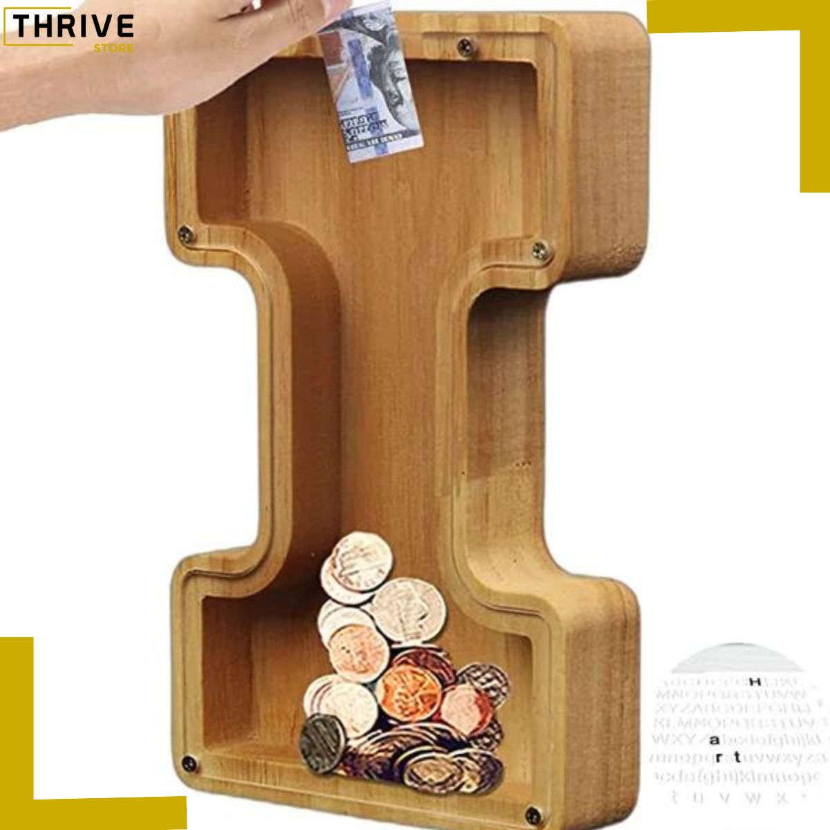 CustomLetterBank™ - Alcancía De Madera En Forma De Letra