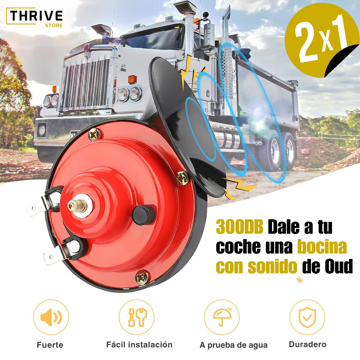 ThunderBlast™ - Bocina Eléctrica De Alta Potencia Para Autos - OFERTA TIK TOK Paga 1 y Recibe 2 Unidades
