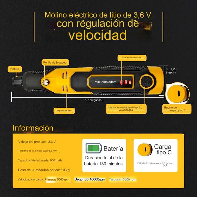 ROTOTOOL®👷♀️👷♂️ DREMEL INALAMBRICO DE ALTA VELOCIDAD TODO EN UNO🧰🛠️