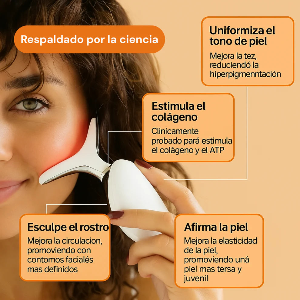 Masajeador Facial LED con Vibración+ Regalo Guía completa de Masajes GRATIS 🎁