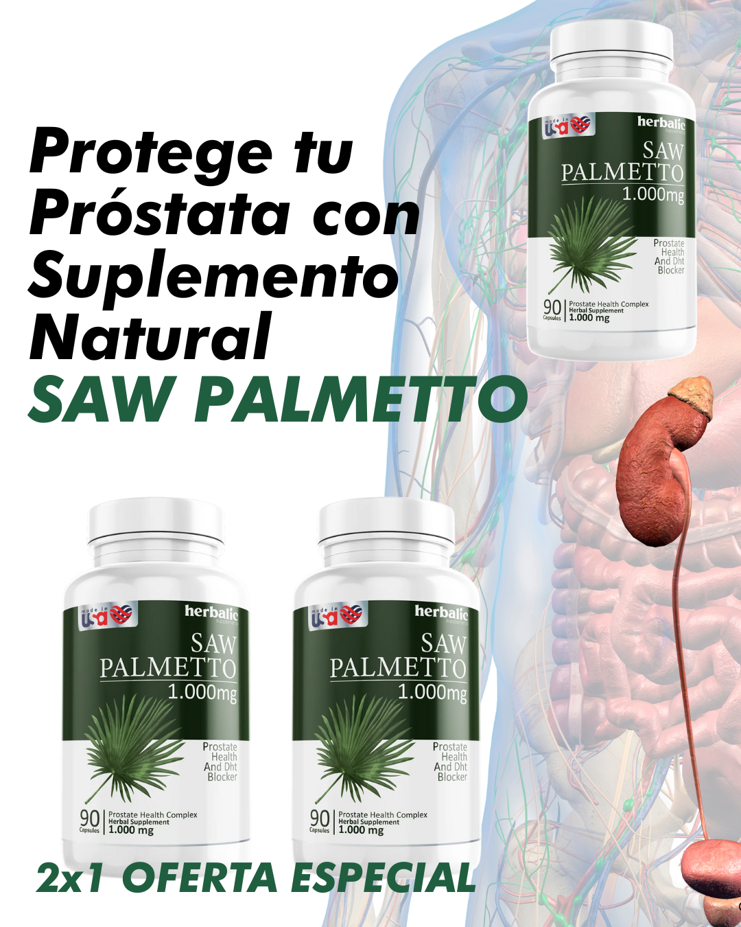 OFERTA ESPECIAL 🤯 Saw palmetto - Tratamiento Natural Para La Próstata OFERTA 60 CAP