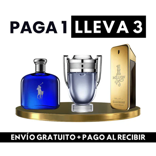 KIT 3 PERFUMES 100ML - ONE MILLION, POLO BLUE Y INVICTUS