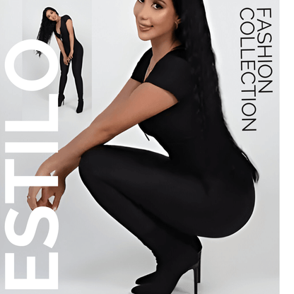 StyleMaster™ Enterizo largo color Negro y manga corta