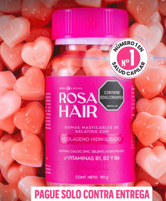 Rosa Hair™ Gomitas de Colágeno, Biotina  Hidrolizado Vitamina E y Colágeno: 👨‍⚕️Revive Cabello piel y Uñas💅💃